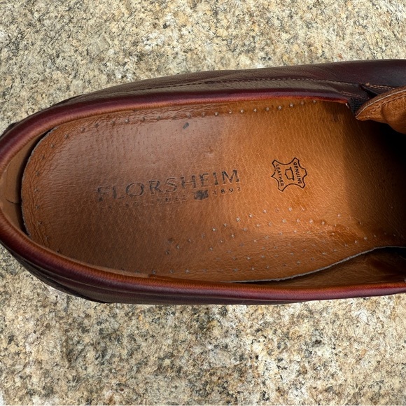 Florsheim Men's Penny Loafers Burgundy Leather Size 13D Slip-On Casual Shoes - Picture 5 of 9